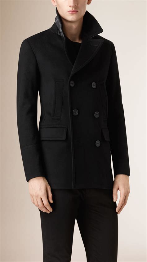 mens pea coat burberry|burberry men's cashmere overcoat.